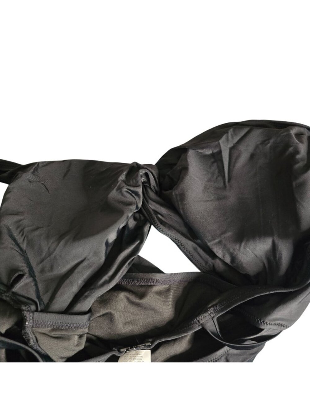 Black One‑Piece Swimsuit LG UPF 50 Twist Front Keyhole Ruched Adjustable - Picture 7 of 9
